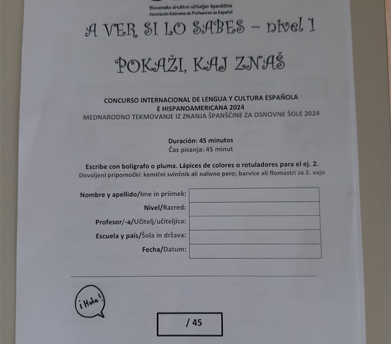 Tekmovanje v znanju španskega jezika A ver si lo sabes