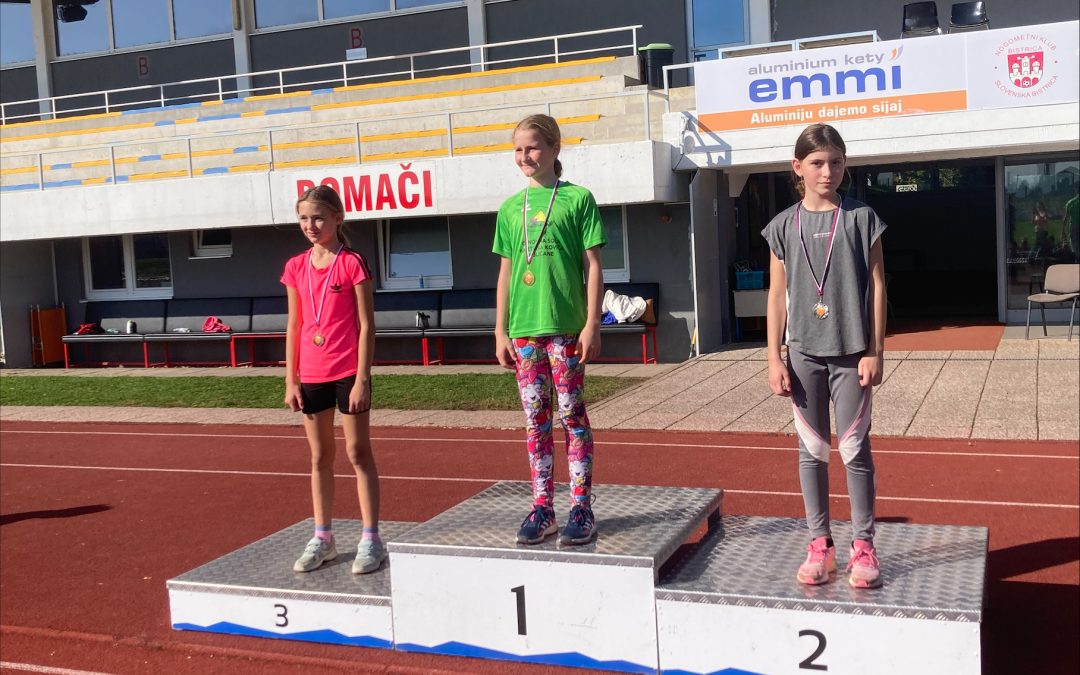 Naja Brdnik in Miha Veršnik osvojila 3. mesto na medobčinskem atletskem troboju